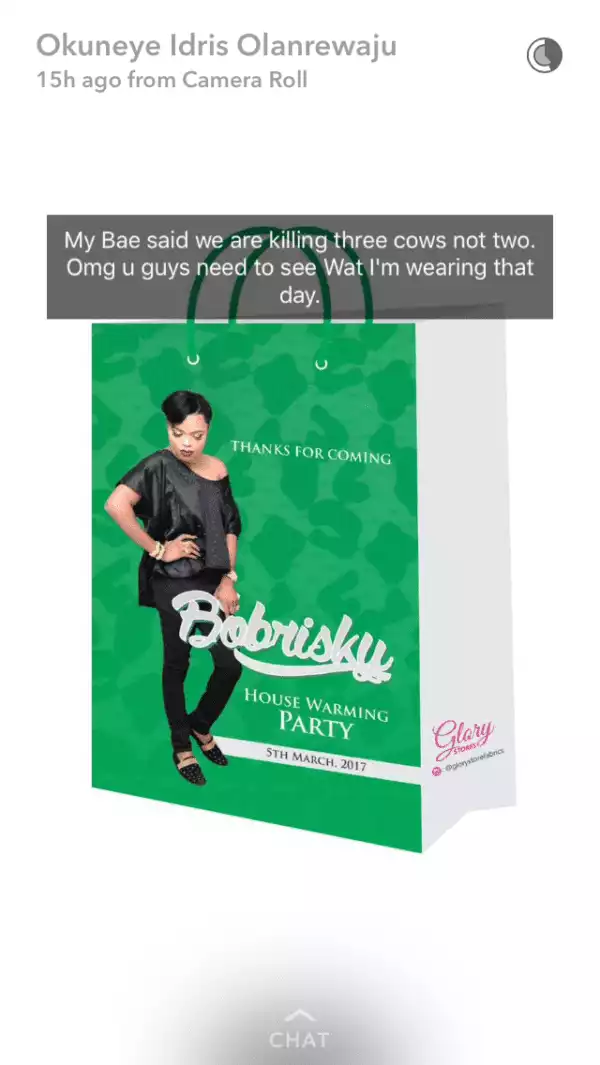 Bobrisky announces his bae will kill 3 cows for his house warming party